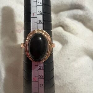 Copper Black Stone Oval Ring - Women's Jewelry